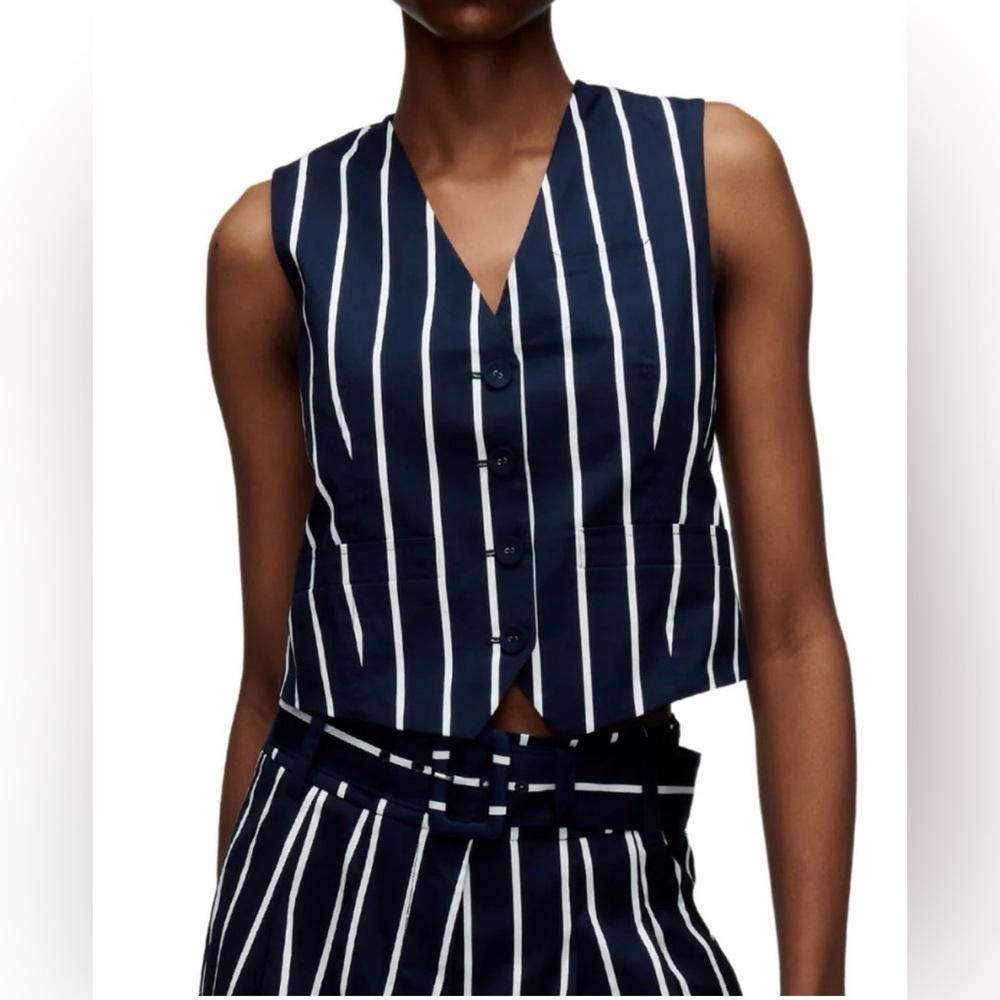 VERONICA BEARD - Bennet striped cotton-blend vest